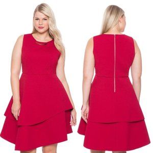 Eloquii Studio Bonded Pique Dress - Red